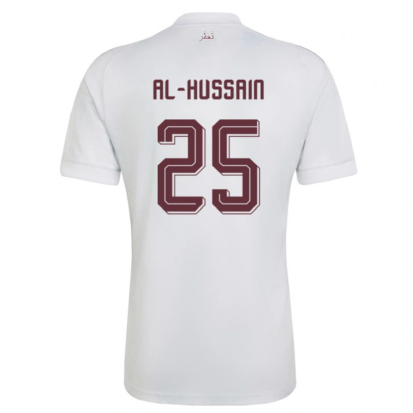 Danxen Mujer Camiseta Catar Al-Hashmi Al-Hussain #25 Blanco Borgoña 2ª Equipación 26-28 La Camisa México