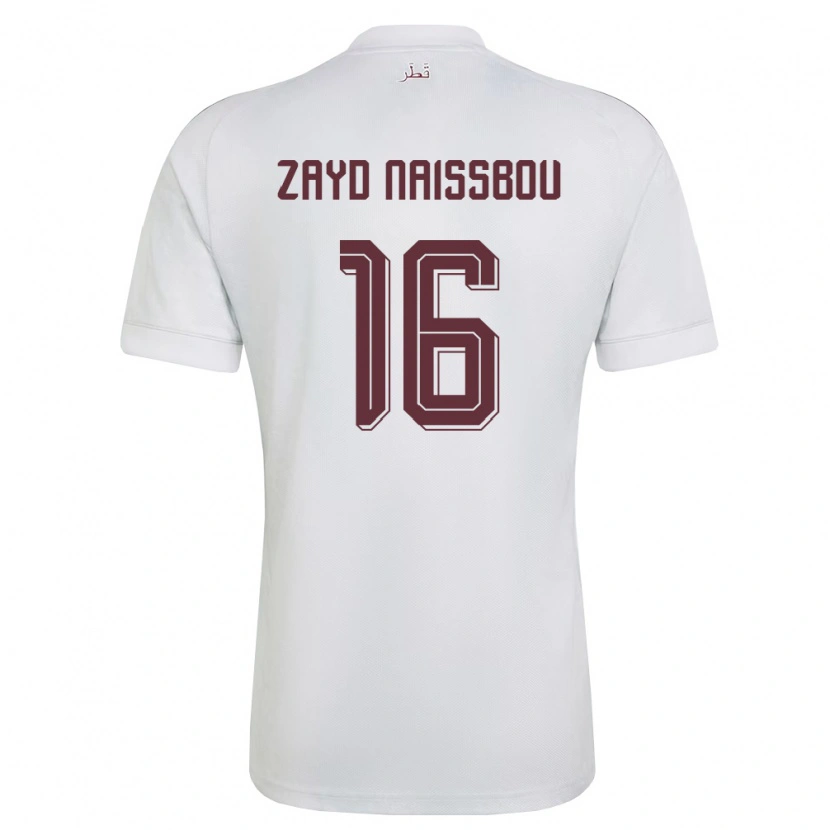Danxen Mujer Camiseta Catar Mohammed Zayd Naissbou #16 Blanco Borgoña 2ª Equipación 26-28 La Camisa México