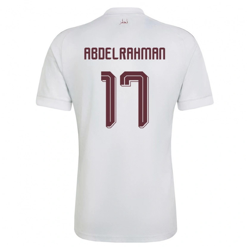 Danxen Mujer Camiseta Catar Abdelrahman Fahmi Moustafa #17 Blanco Borgoña 2ª Equipación 26-28 La Camisa México