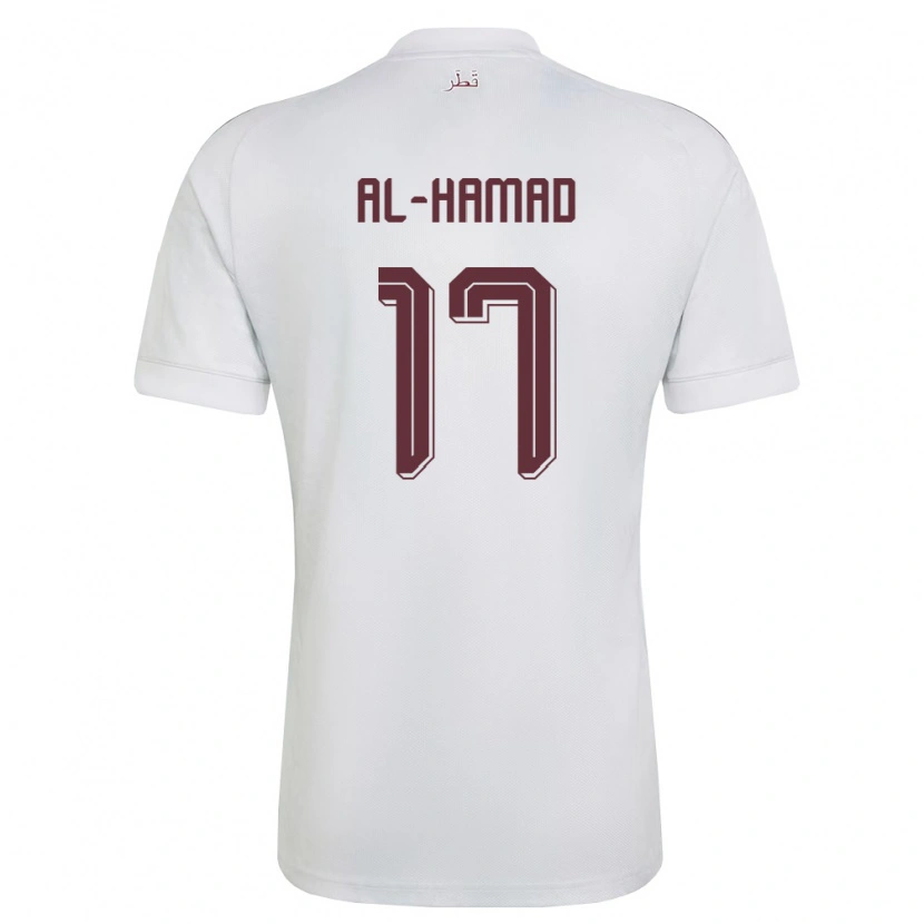 Danxen Mujer Camiseta Catar Jassem Al-Hamad #17 Blanco Borgoña 2ª Equipación 26-28 La Camisa México
