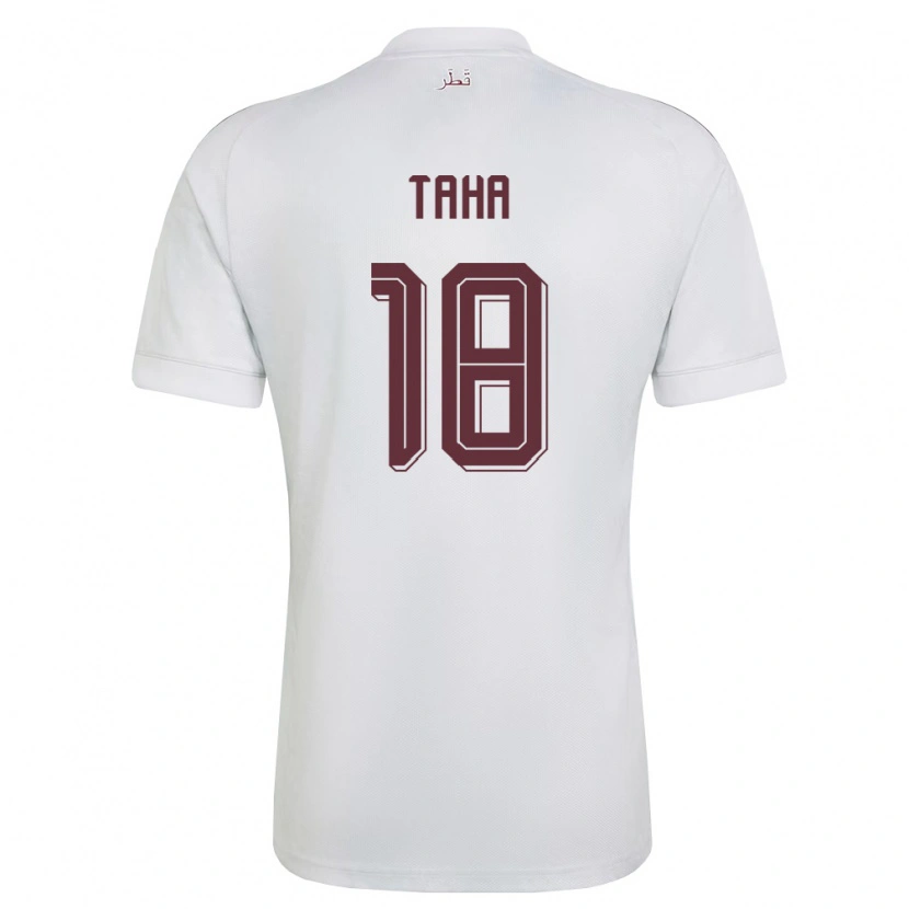 Danxen Mujer Camiseta Catar Moath Taha #18 Blanco Borgoña 2ª Equipación 26-28 La Camisa México