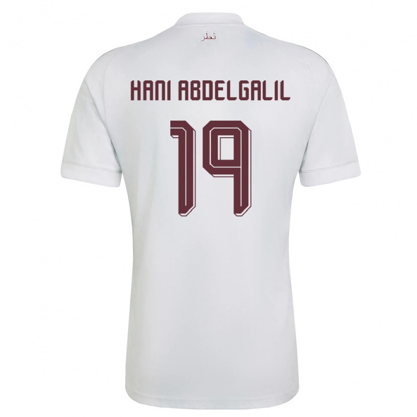 Danxen Mujer Camiseta Catar Youssef Hani Abdelgalil #19 Blanco Borgoña 2ª Equipación 26-28 La Camisa México