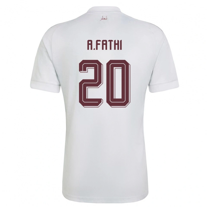 Danxen Mujer Camiseta Catar Ahmed Fathi #20 Blanco Borgoña 2ª Equipación 26-28 La Camisa México