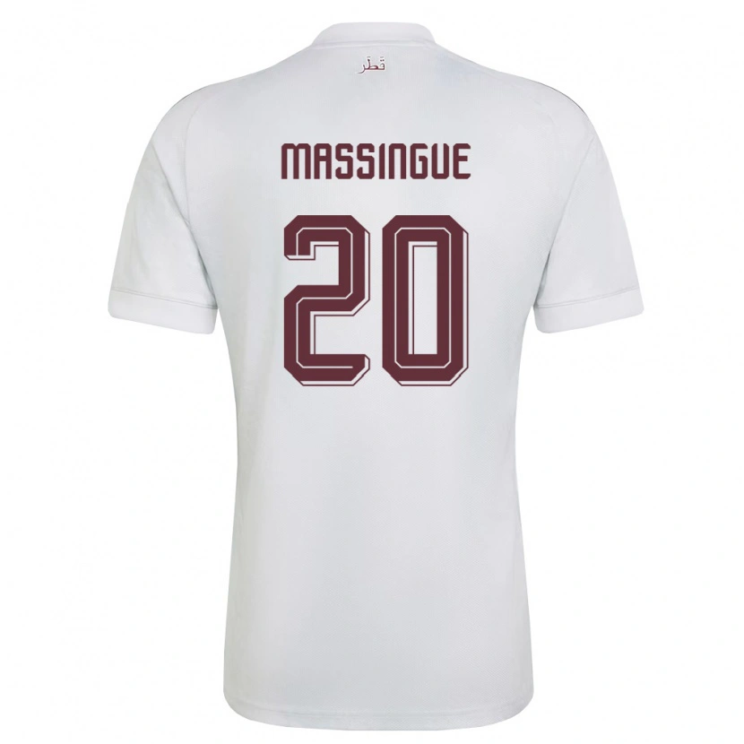 Danxen Mujer Camiseta Catar Kelvin Massingue #20 Blanco Borgoña 2ª Equipación 26-28 La Camisa México