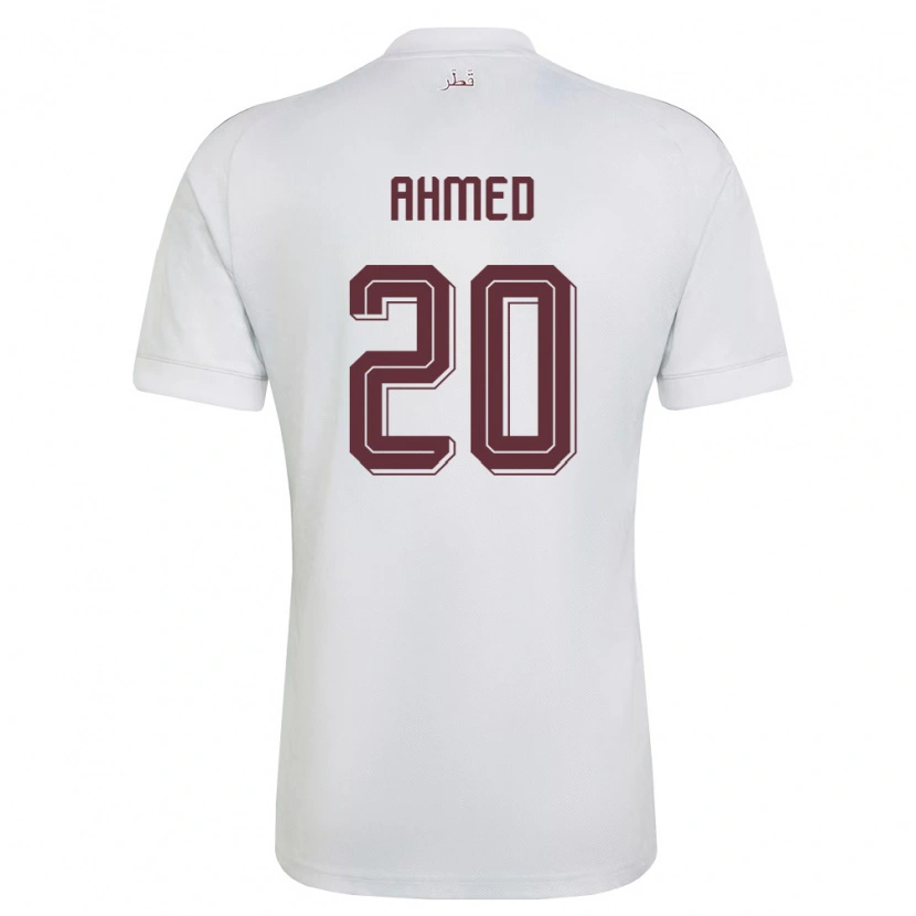 Danxen Mujer Camiseta Catar Ahmed Fadel Hasaba #20 Blanco Borgoña 2ª Equipación 26-28 La Camisa México