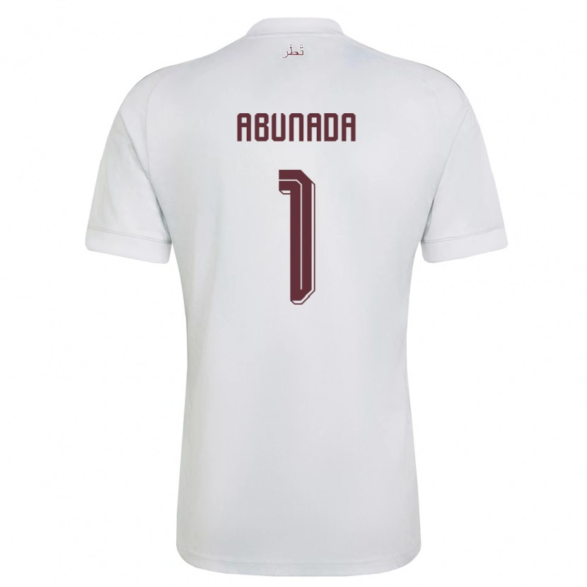 Danxen Mujer Camiseta Catar Mahmoud Abunada #1 Blanco Borgoña 2ª Equipación 26-28 La Camisa México
