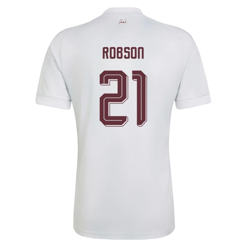 Danxen Mujer Camiseta Catar Aaron Robson #21 Blanco Borgoña 2ª Equipación 26-28 La Camisa México