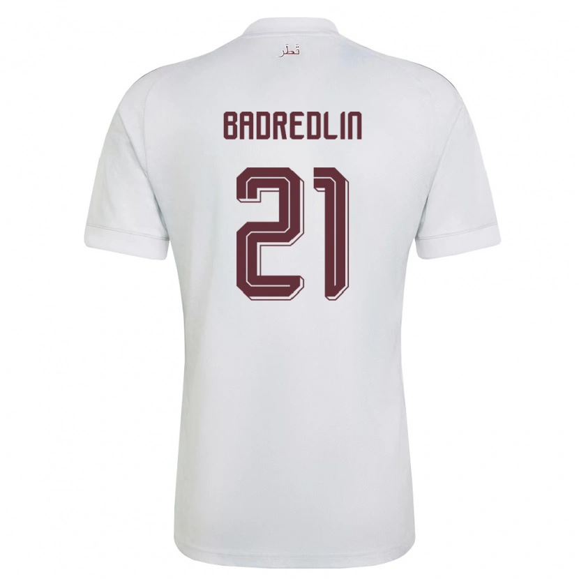 Danxen Mujer Camiseta Catar Marwan Badredlin #21 Blanco Borgoña 2ª Equipación 26-28 La Camisa México