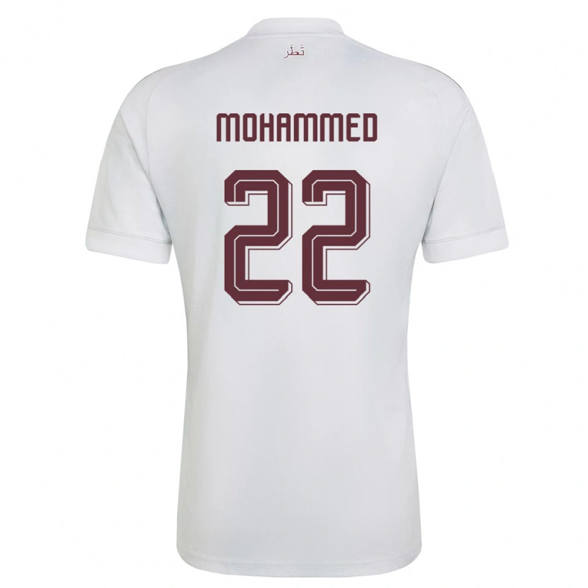 Danxen Mujer Camiseta Catar Ali Mohammed #22 Blanco Borgoña 2ª Equipación 26-28 La Camisa México