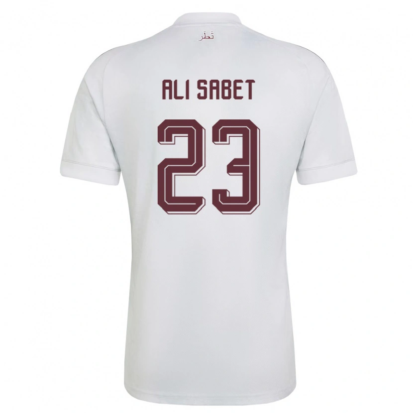 Danxen Mujer Camiseta Catar Omar Ali Sabet #23 Blanco Borgoña 2ª Equipación 26-28 La Camisa México