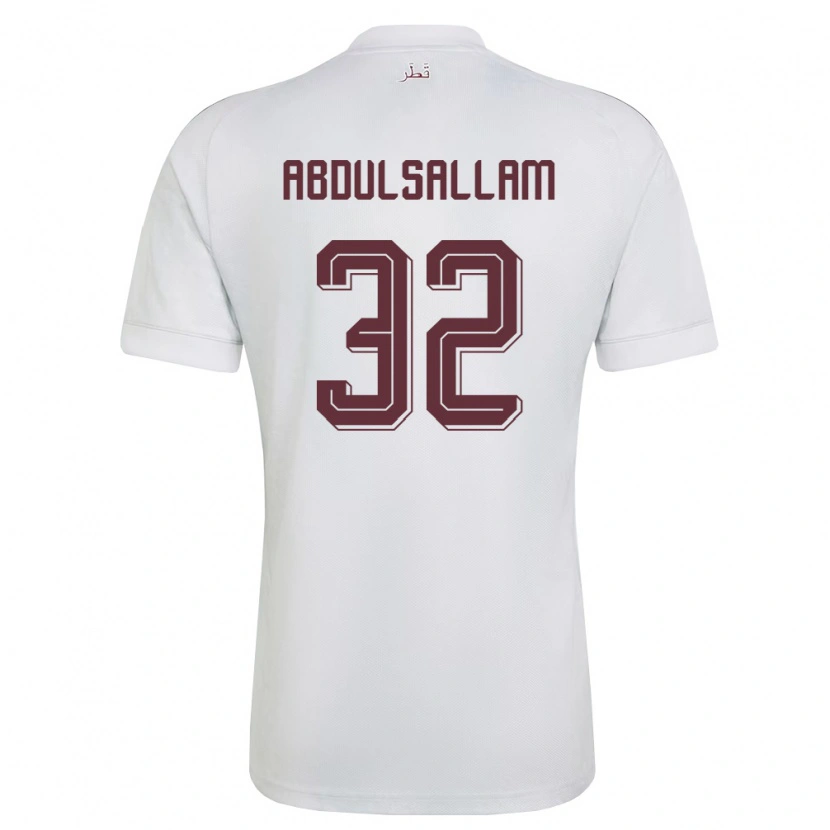 Danxen Mujer Camiseta Catar Jassem Gaber Abdulsallam #32 Blanco Borgoña 2ª Equipación 26-28 La Camisa México