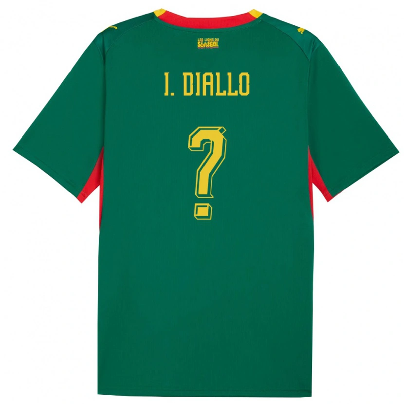 Danxen Mujer Camiseta Senegal Ibrahima Diallo #0 Verde Amarillo Rojo 2ª Equipación 26-28 La Camisa México