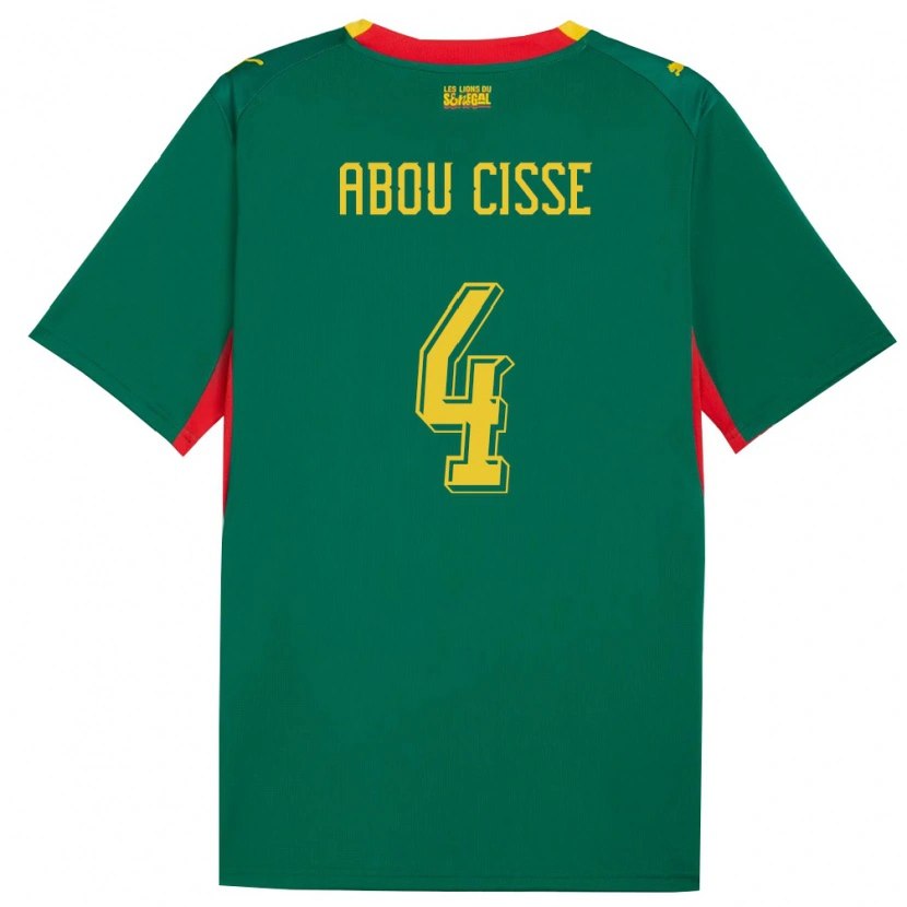 Danxen Mujer Camiseta Senegal Pape Abou Cisse #4 Verde Amarillo Rojo 2ª Equipación 26-28 La Camisa México