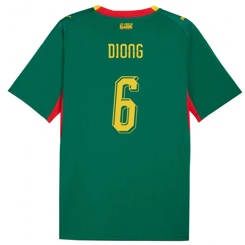 Danxen Mujer Camiseta Senegal Pape Diong #6 Verde Amarillo Rojo 2ª Equipación 26-28 La Camisa México