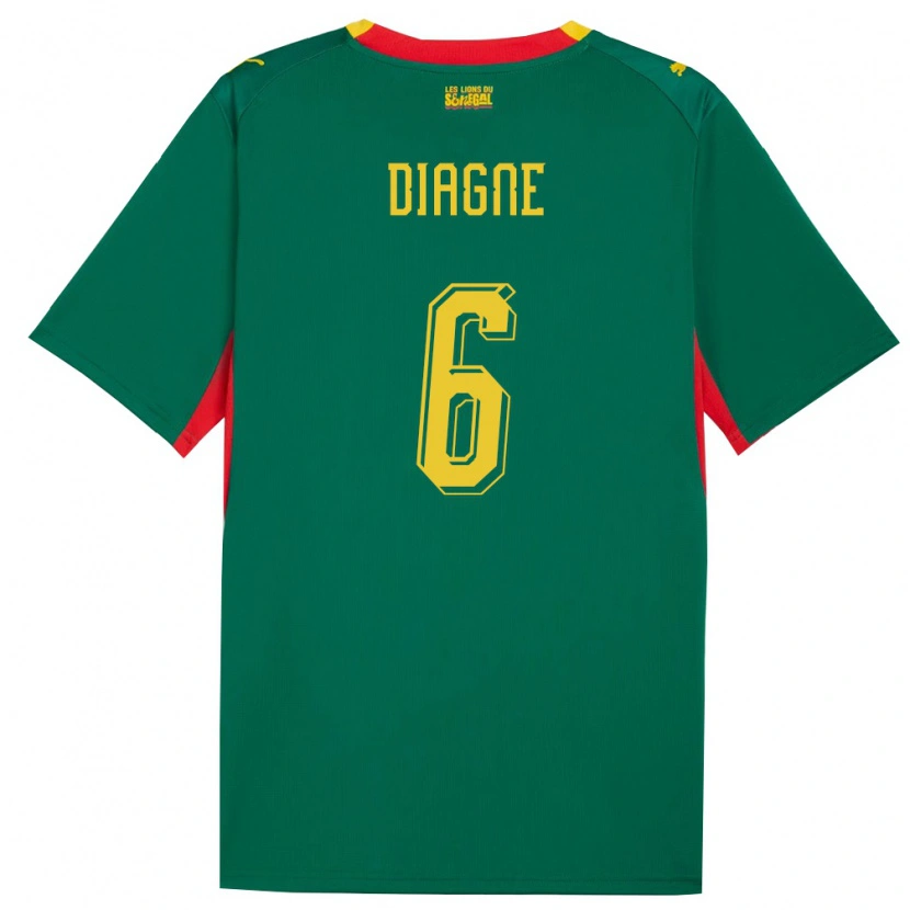 Danxen Mujer Camiseta Senegal Edmee Diagne #6 Verde Amarillo Rojo 2ª Equipación 26-28 La Camisa México