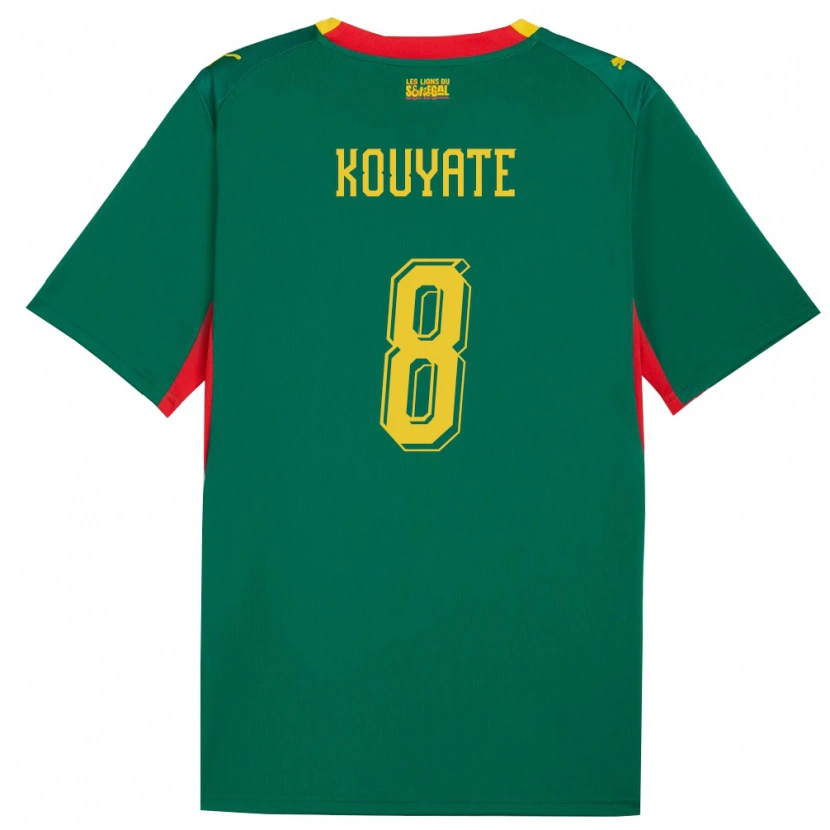 Danxen Mujer Camiseta Senegal Cheikhou Kouyate #8 Verde Amarillo Rojo 2ª Equipación 26-28 La Camisa México