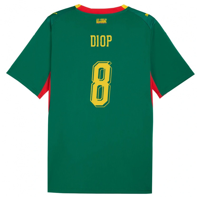 Danxen Mujer Camiseta Senegal Amidou Diop #8 Verde Amarillo Rojo 2ª Equipación 26-28 La Camisa México