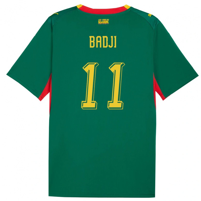 Danxen Mujer Camiseta Senegal Amidou Badji #11 Verde Amarillo Rojo 2ª Equipación 26-28 La Camisa México