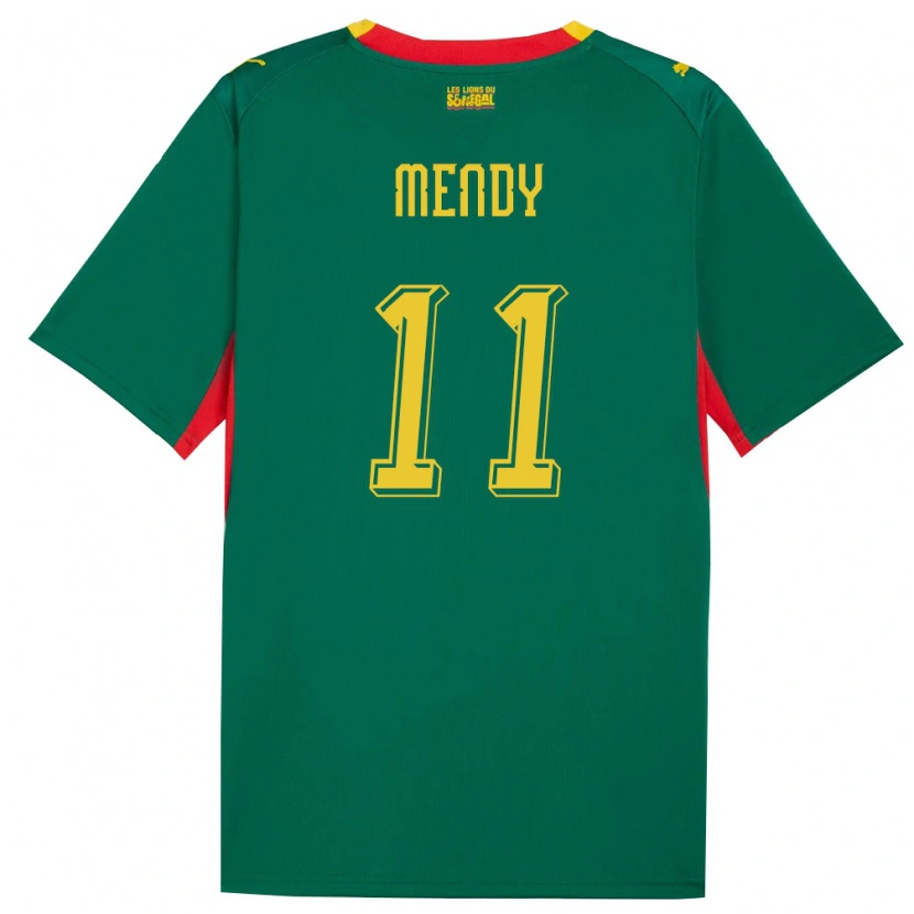 Danxen Mujer Camiseta Senegal Victor Mendy #11 Verde Amarillo Rojo 2ª Equipación 26-28 La Camisa México