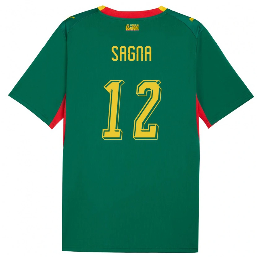 Danxen Mujer Camiseta Senegal Safietou Sagna #12 Verde Amarillo Rojo 2ª Equipación 26-28 La Camisa México