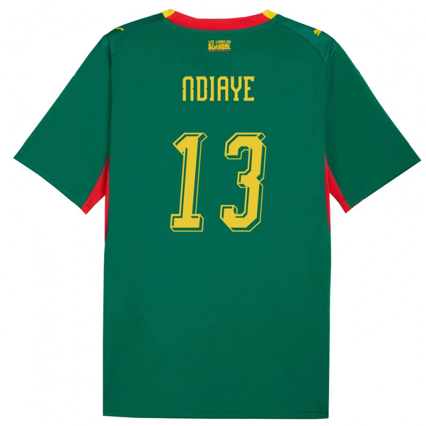 Danxen Mujer Camiseta Senegal Iliman Ndiaye #13 Verde Amarillo Rojo 2ª Equipación 26-28 La Camisa México