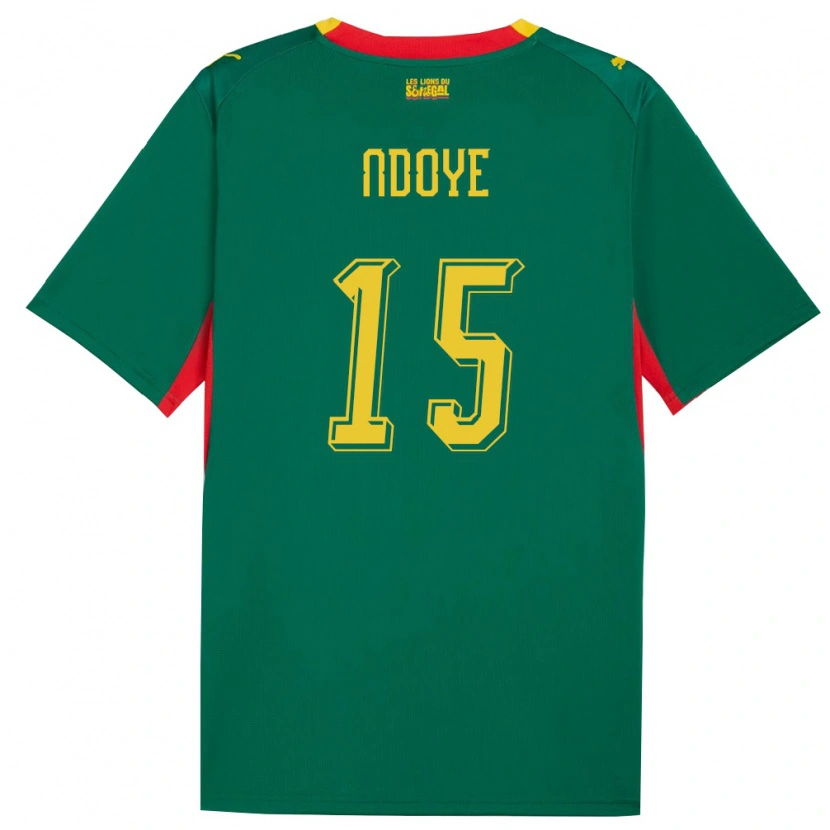 Danxen Mujer Camiseta Senegal Abdoulaye Ndoye #15 Verde Amarillo Rojo 2ª Equipación 26-28 La Camisa México