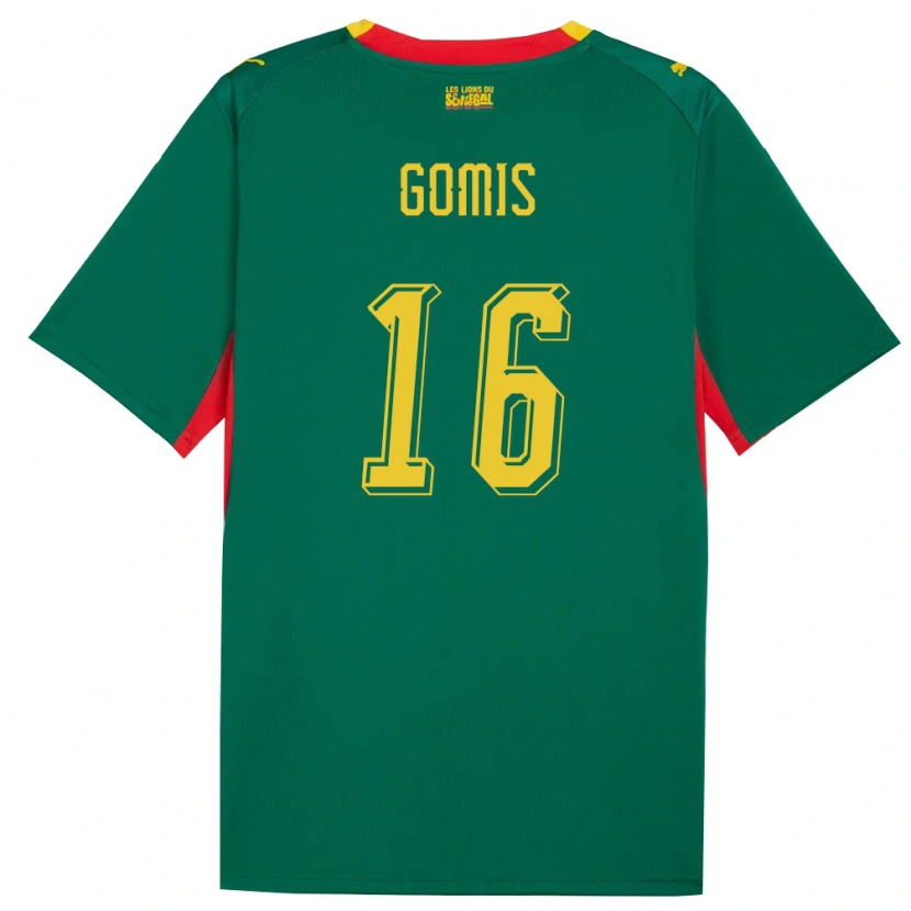 Danxen Mujer Camiseta Senegal Vincent Gomis #16 Verde Amarillo Rojo 2ª Equipación 26-28 La Camisa México