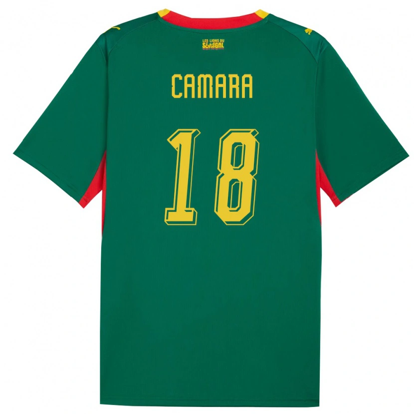 Danxen Mujer Camiseta Senegal Meta Camara #18 Verde Amarillo Rojo 2ª Equipación 26-28 La Camisa México