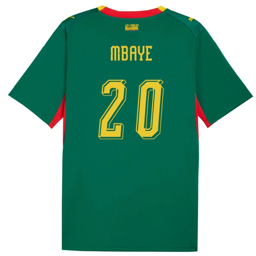 Danxen Mujer Camiseta Senegal Ibrahim Mbaye #20 Verde Amarillo Rojo 2ª Equipación 26-28 La Camisa México