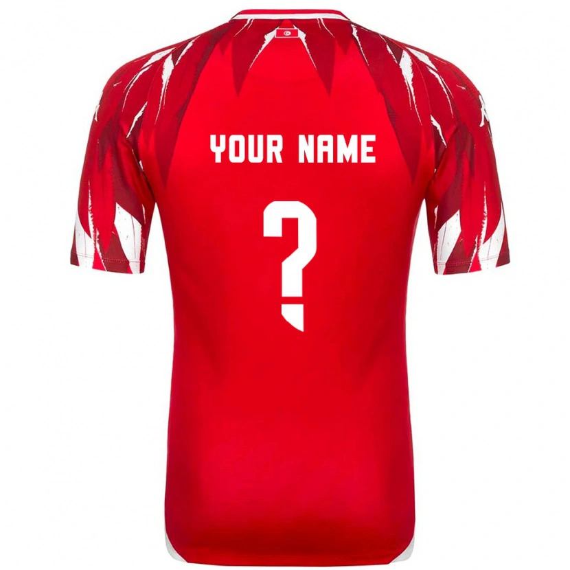 Danxen Mujer Camiseta Túnez Su Nombre #0 Rojo Blanco 2ª Equipación 26-28 La Camisa México