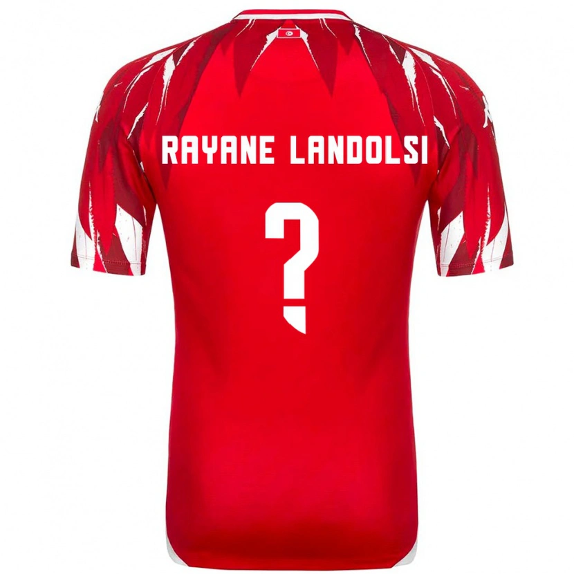 Danxen Mujer Camiseta Túnez Mohamed Rayane Landolsi #0 Rojo Blanco 2ª Equipación 26-28 La Camisa México