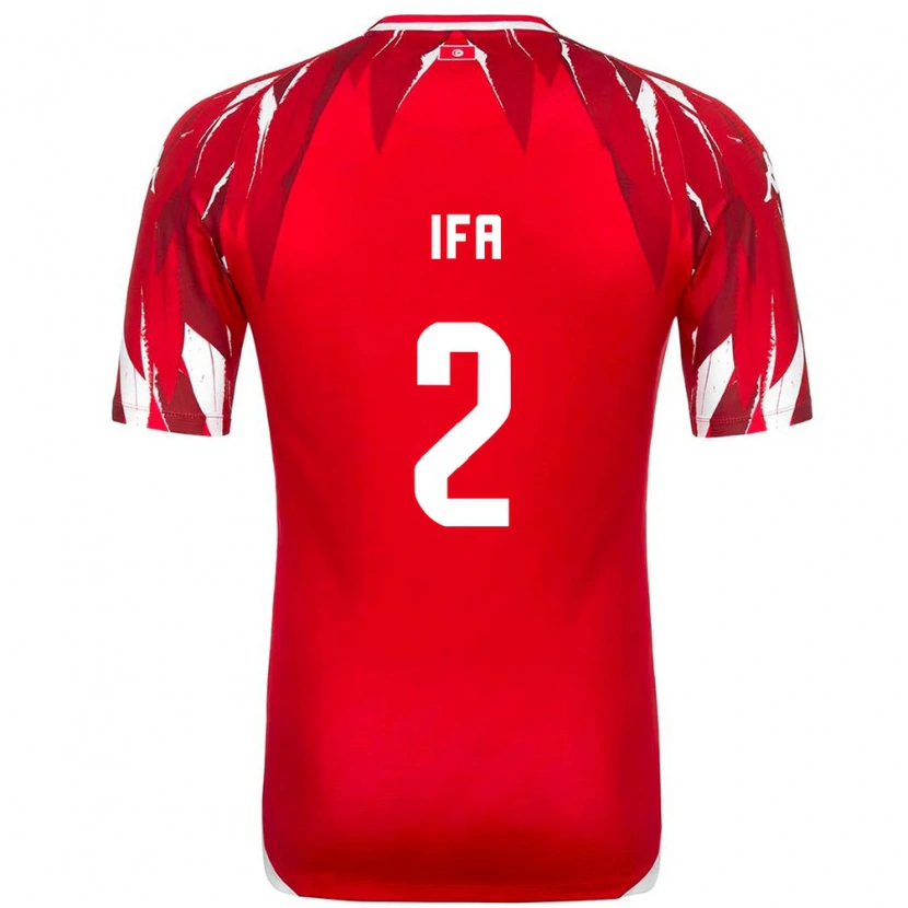 Danxen Mujer Camiseta Túnez Bilel Ifa #2 Rojo Blanco 2ª Equipación 26-28 La Camisa México
