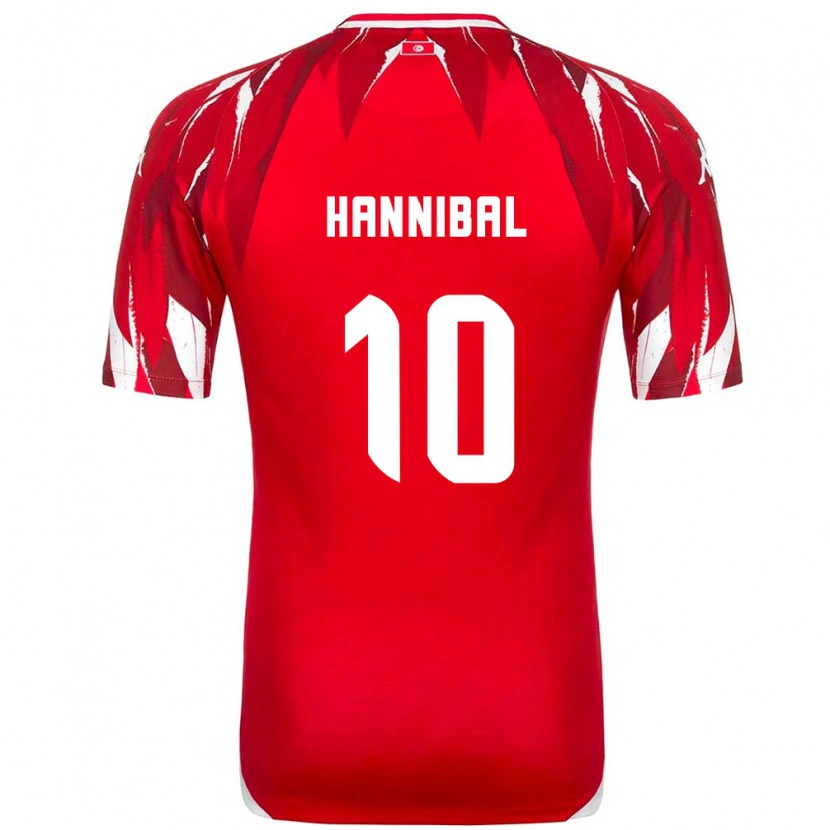 Danxen Mujer Camiseta Túnez Hannibal #10 Rojo Blanco 2ª Equipación 26-28 La Camisa México