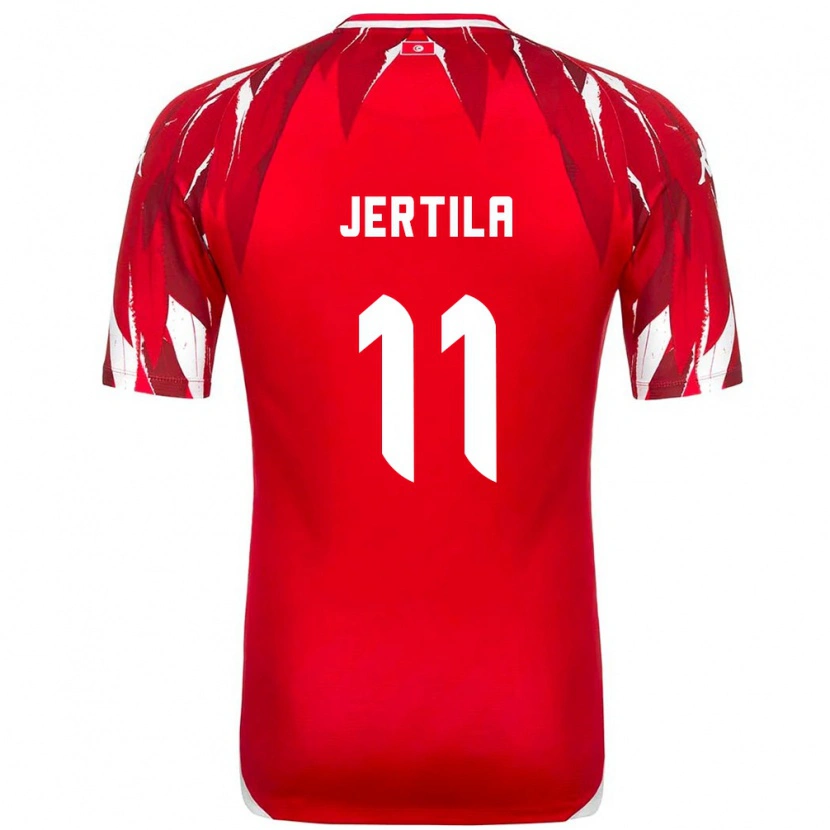 Danxen Mujer Camiseta Túnez Hedi Jertila #11 Rojo Blanco 2ª Equipación 26-28 La Camisa México