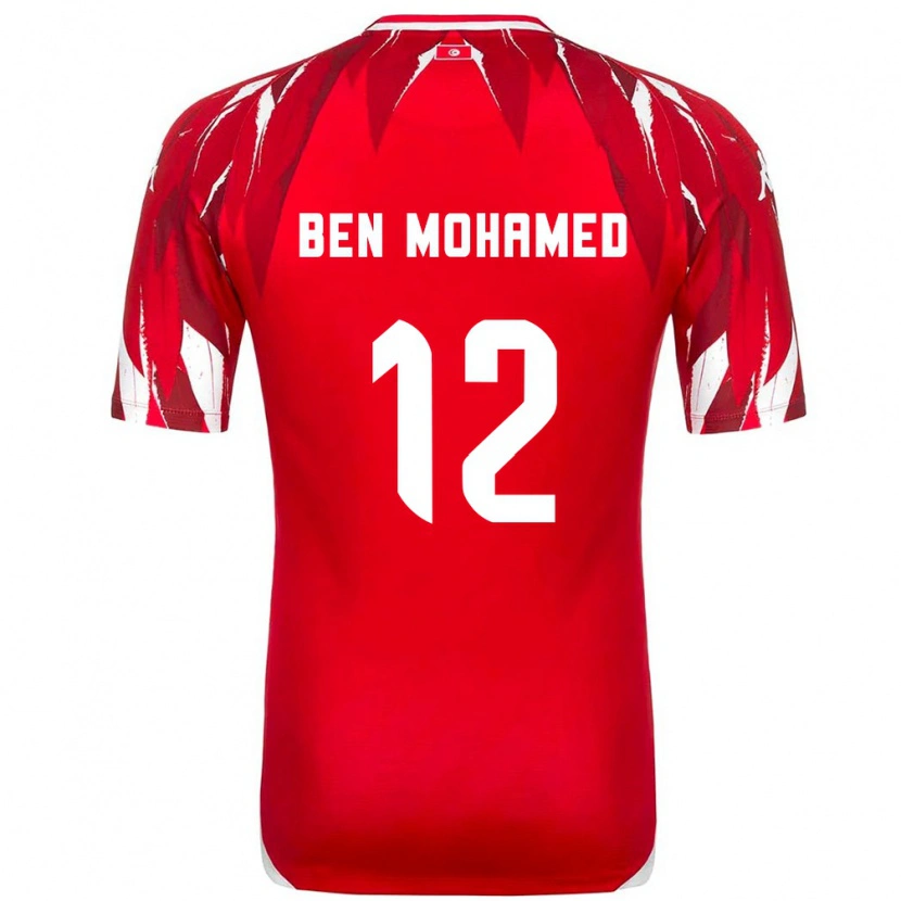 Danxen Mujer Camiseta Túnez Ibtissem Ben Mohamed #12 Rojo Blanco 2ª Equipación 26-28 La Camisa México