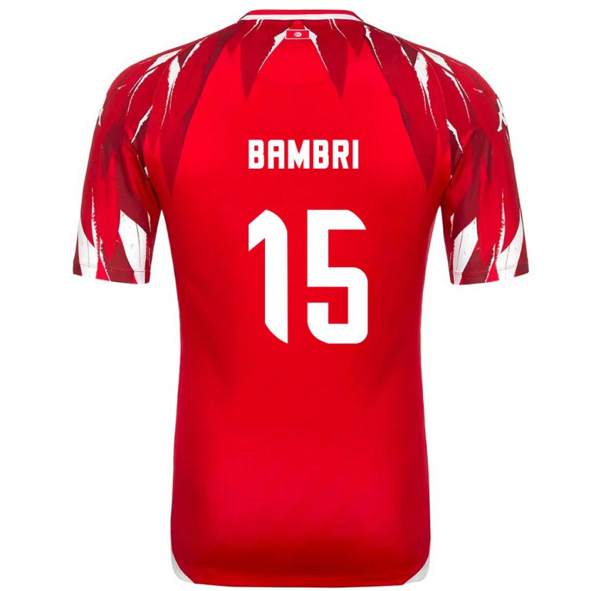 Danxen Mujer Camiseta Túnez Ahmed Bambri #15 Rojo Blanco 2ª Equipación 26-28 La Camisa México