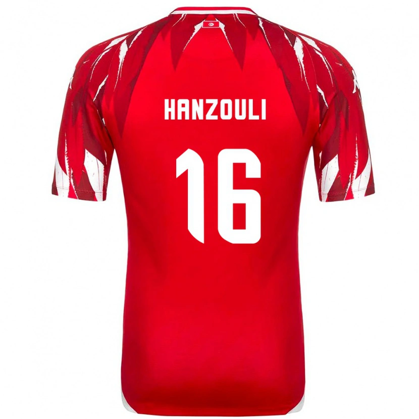 Danxen Mujer Camiseta Túnez Moatez Hanzouli #16 Rojo Blanco 2ª Equipación 26-28 La Camisa México