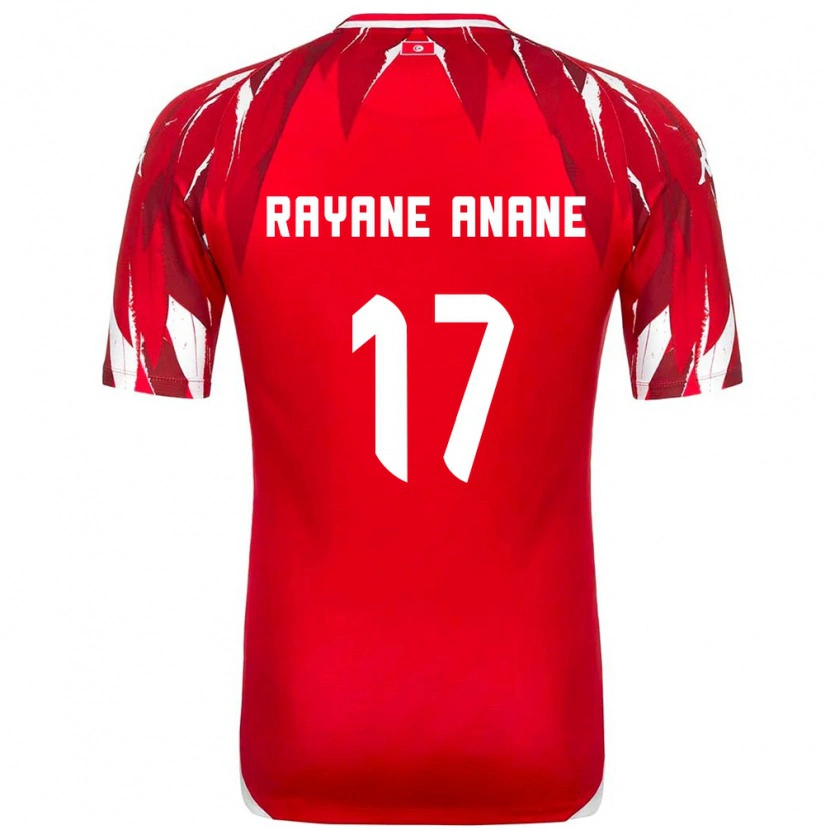 Danxen Mujer Camiseta Túnez Mohamed Rayane Anane #17 Rojo Blanco 2ª Equipación 26-28 La Camisa México