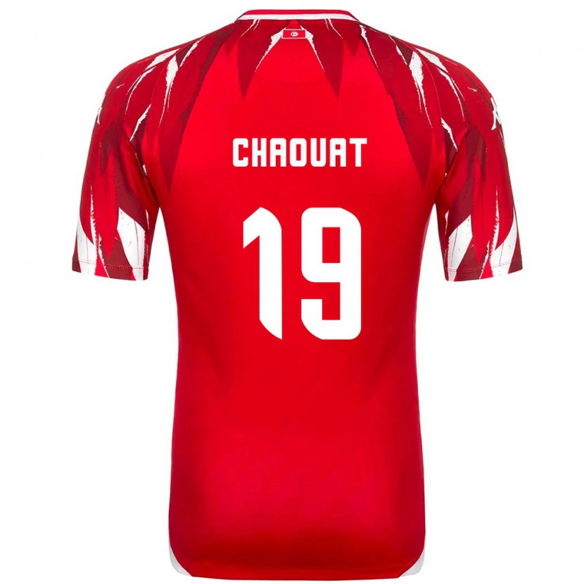 Danxen Mujer Camiseta Túnez Firas Chaouat #19 Rojo Blanco 2ª Equipación 26-28 La Camisa México