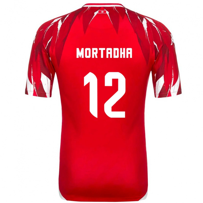 Danxen Mujer Camiseta Túnez Mortadha Ben Ouanes #12 Rojo Blanco 2ª Equipación 26-28 La Camisa México