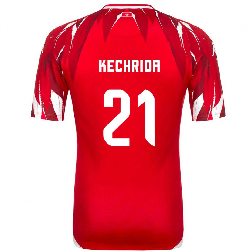 Danxen Mujer Camiseta Túnez Wajdi Kechrida #21 Rojo Blanco 2ª Equipación 26-28 La Camisa México