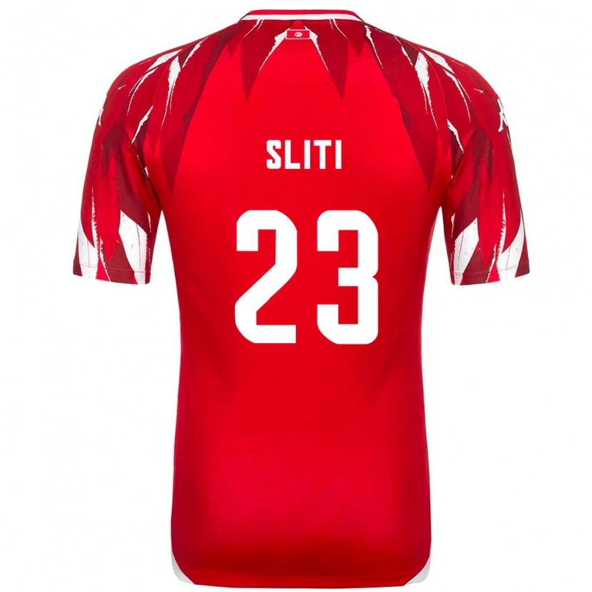 Danxen Mujer Camiseta Túnez Naïm Sliti #23 Rojo Blanco 2ª Equipación 26-28 La Camisa México