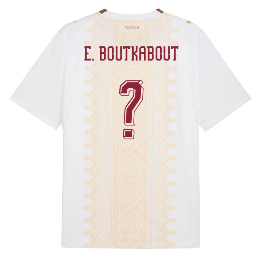 Danxen Mujer Camiseta Marruecos Saïf-Eddine Boutkabout #0 Blanco Oro Rojo 2ª Equipación 26-28 La Camisa México