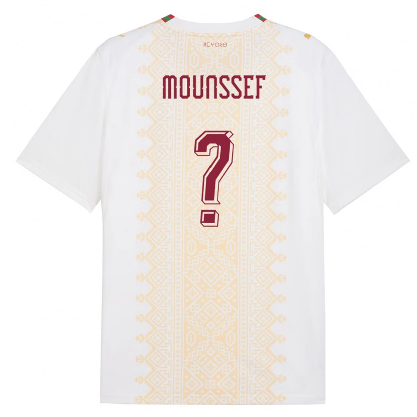 Danxen Mujer Camiseta Marruecos Mohamed Mounssef #0 Blanco Oro Rojo 2ª Equipación 26-28 La Camisa México