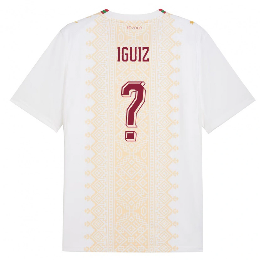 Danxen Mujer Camiseta Marruecos Yahya Iguiz #0 Blanco Oro Rojo 2ª Equipación 26-28 La Camisa México