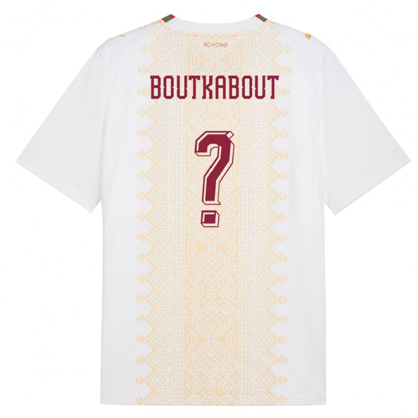 Danxen Mujer Camiseta Marruecos Amir Boutkabout #0 Blanco Oro Rojo 2ª Equipación 26-28 La Camisa México