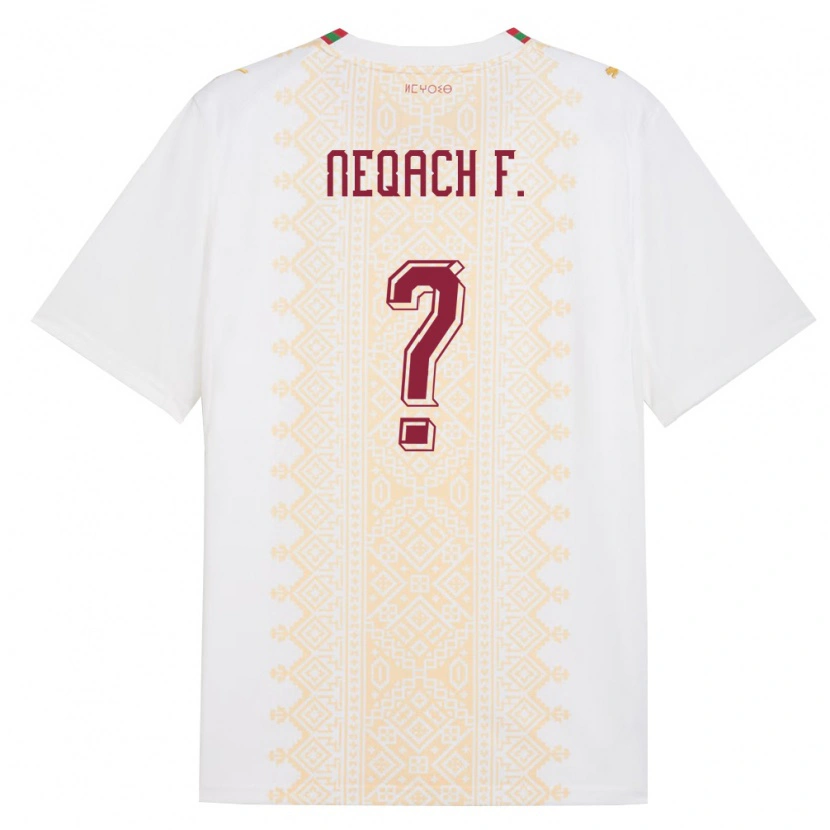 Danxen Mujer Camiseta Marruecos Aarón Neqach Fernández #0 Blanco Oro Rojo 2ª Equipación 26-28 La Camisa México