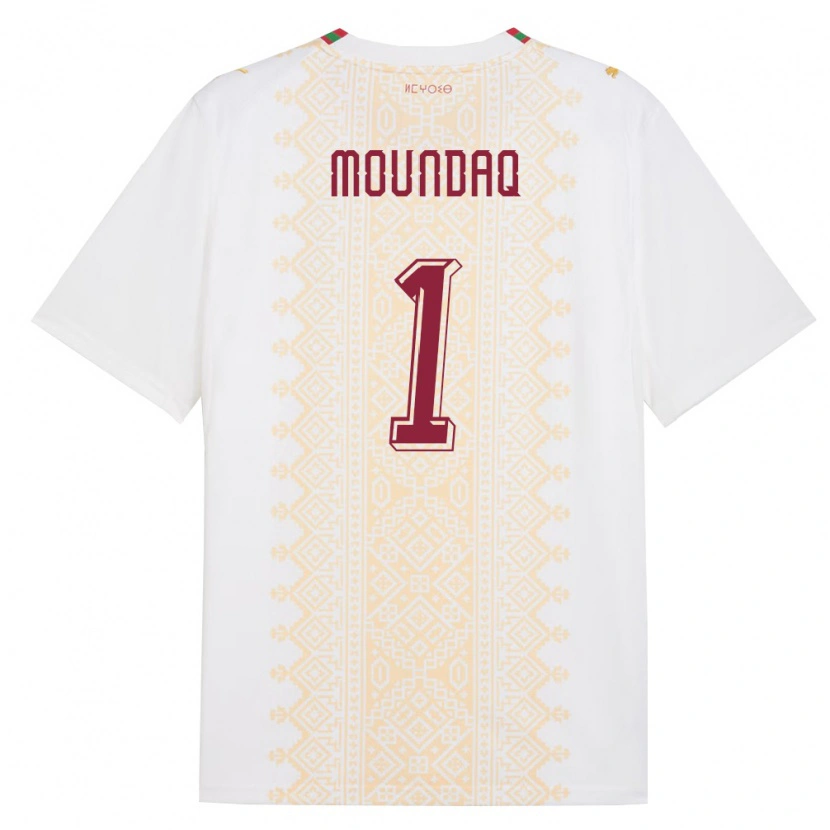 Danxen Mujer Camiseta Marruecos Taha Moundaq #1 Blanco Oro Rojo 2ª Equipación 26-28 La Camisa México