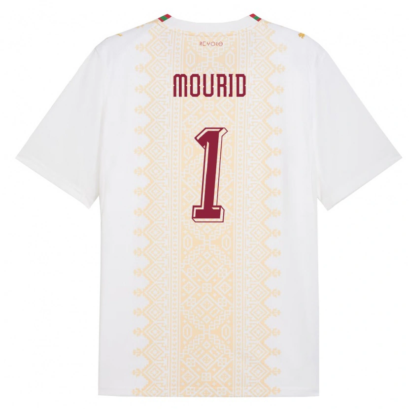 Danxen Mujer Camiseta Marruecos Taha Mourid #1 Blanco Oro Rojo 2ª Equipación 26-28 La Camisa México