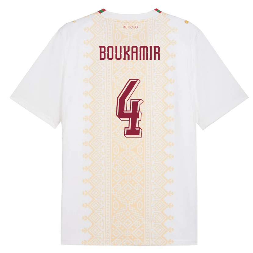 Danxen Mujer Camiseta Marruecos Mehdi Boukamir #4 Blanco Oro Rojo 2ª Equipación 26-28 La Camisa México